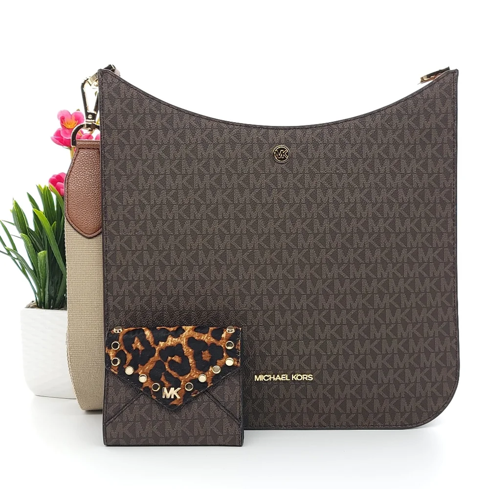 ⚠️LAST 1⚠️ Michael Kors Briley Logo LG Crossbody SET Brown - Picture 1 of 12